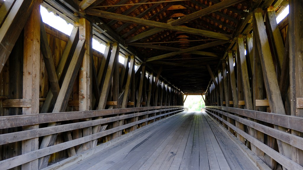 View of interior of Downsville Covered Bridge