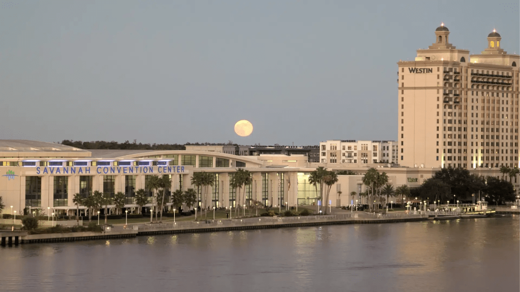 October 2024 Supermoon from rooftop bar deck
