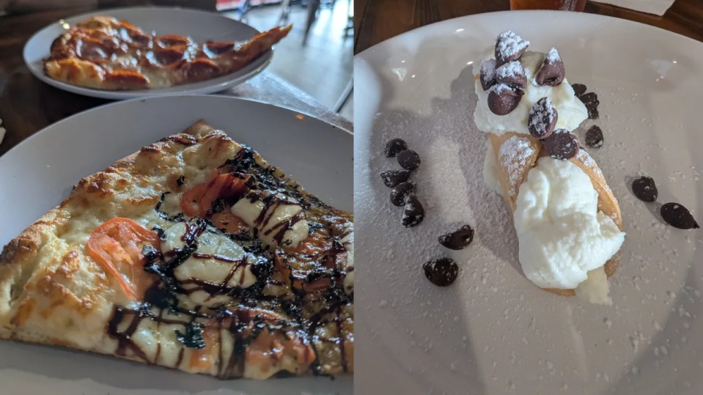 Ocean Side Pizza Slices and cannoli